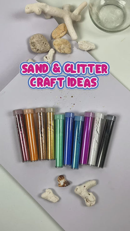 Coloured Craft Sand & Glitter Set 30 Pot Tubes Assorted