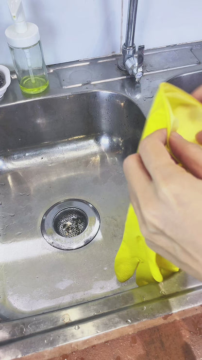 Rubber Gloves Small | Long Sleeve Household Kitchen Cleaning | 4 Pairs