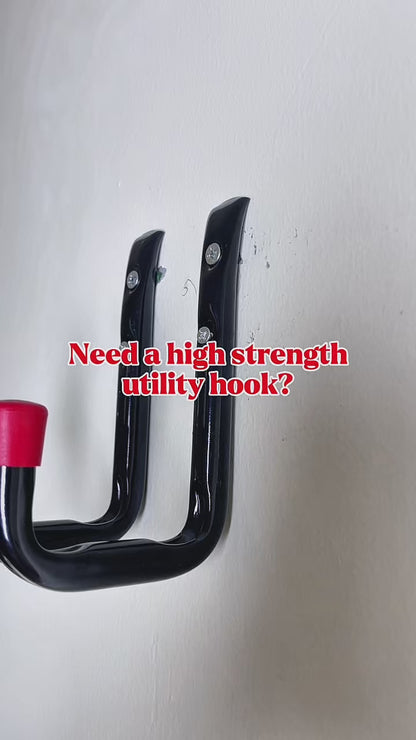 SOL 2pk All Purpose Metal Utility Hook – Heavy-Duty Wall-Mounted Hooks For Secure Storage – Ideal For Hanging Garden Tools, Bicycles, Ladders & DIY Equipment In Sheds, Garages & Workshops