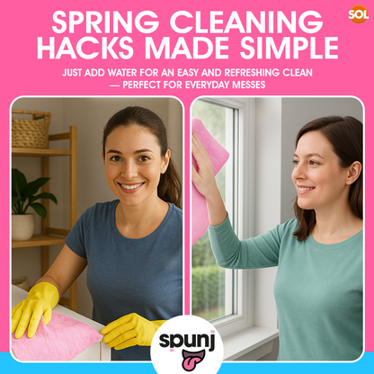 2X Spunj Cleaning Cloth Pink Sponge Huge Super Absorbent Kitchen Washing Car Pad