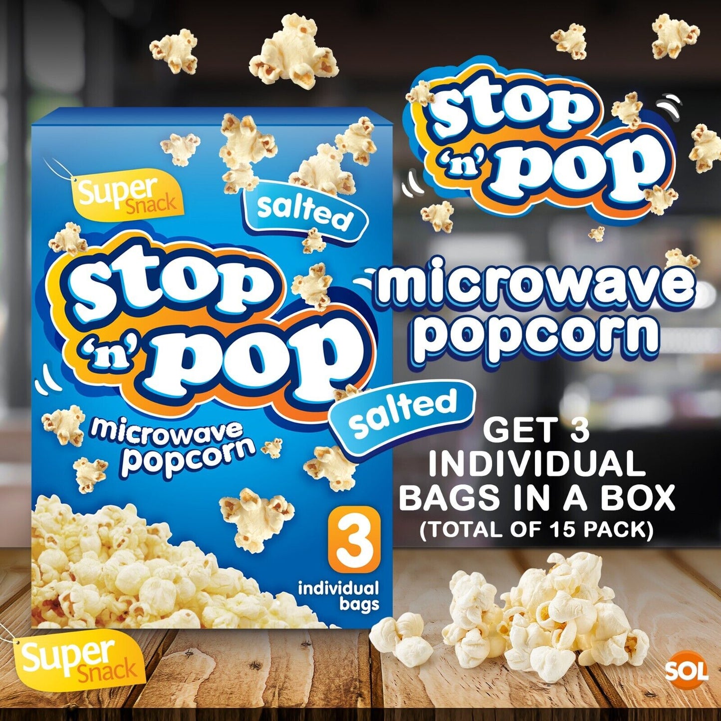 15 x 85g Microwave Popcorn | Butter, Salted, Sweet Flavour Movie Cinema Theatre