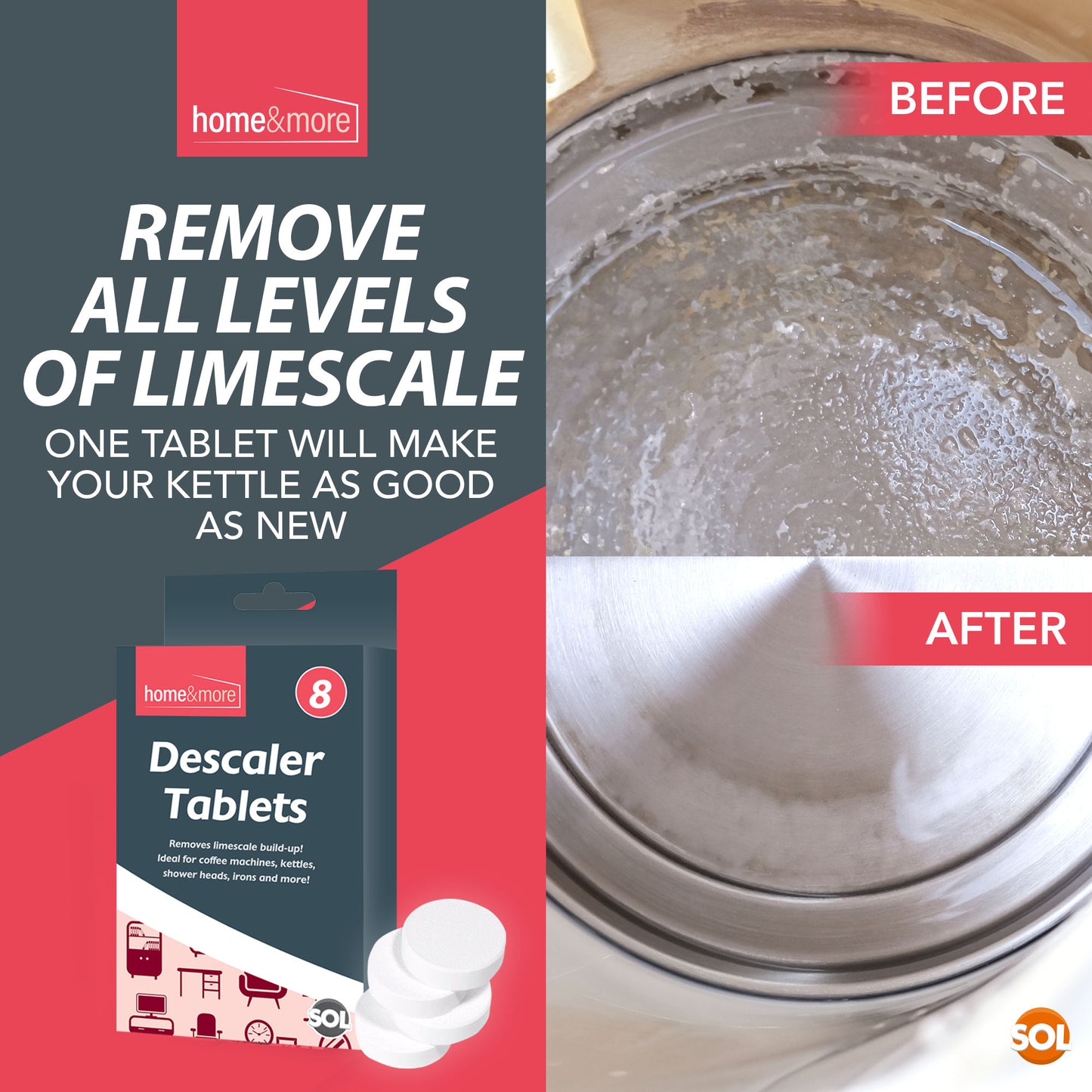 8pk All Purpose Descaler Tablets Limescale Cleaning Coffee Machine Kettle Iron