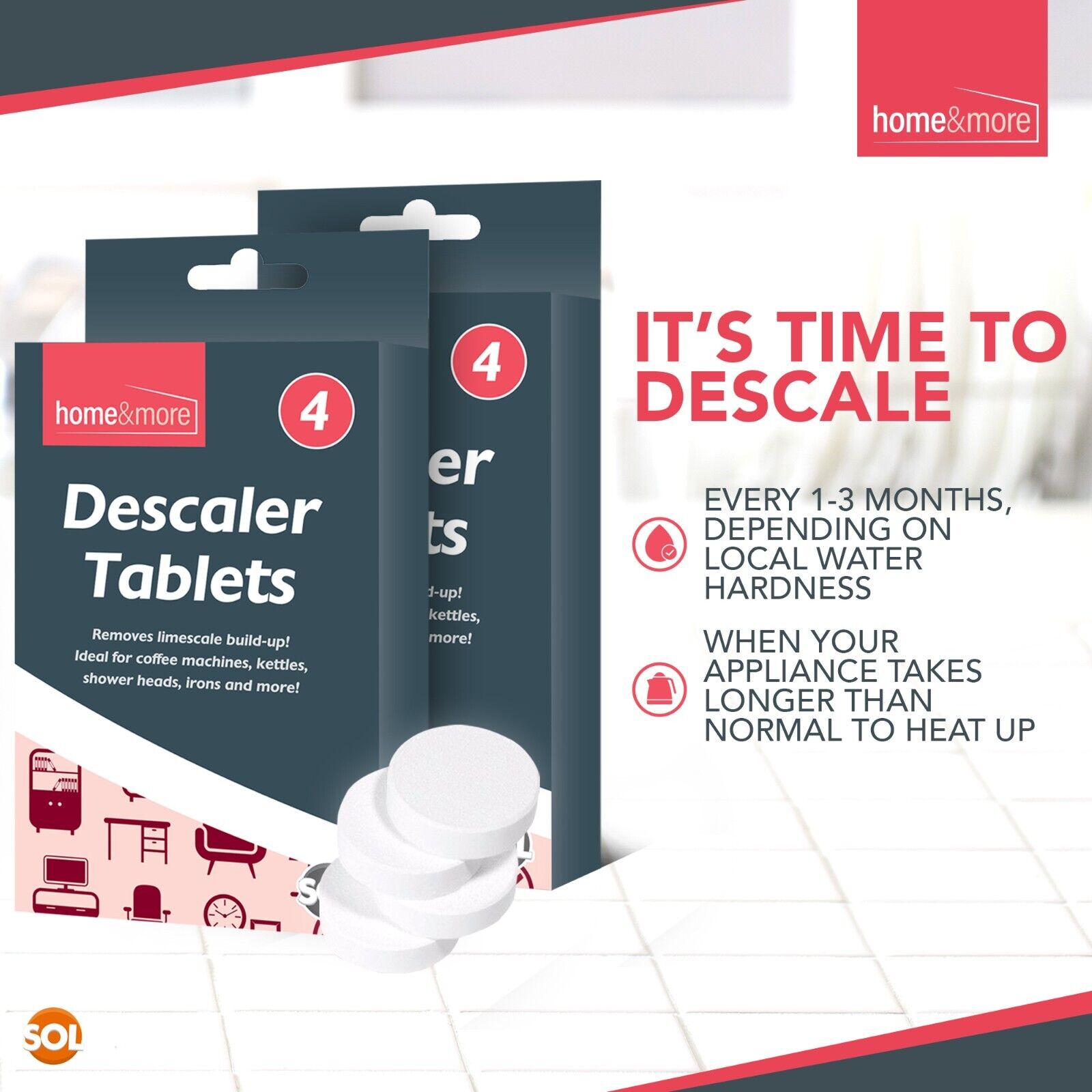 16-96 All Purpose Descaler Tablets Limescale Cleaning Coffee Machine Kettle Iron
