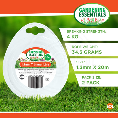 2x20M Garden Strimmer Trimmer Line Cord 1.2mm 1.6mm 2mm Nylon Wire Garden Grass