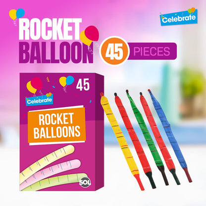 45-90 Rocket Balloons and Pipes Striped Noisy Birthday Party Bag Filler Kids Fun