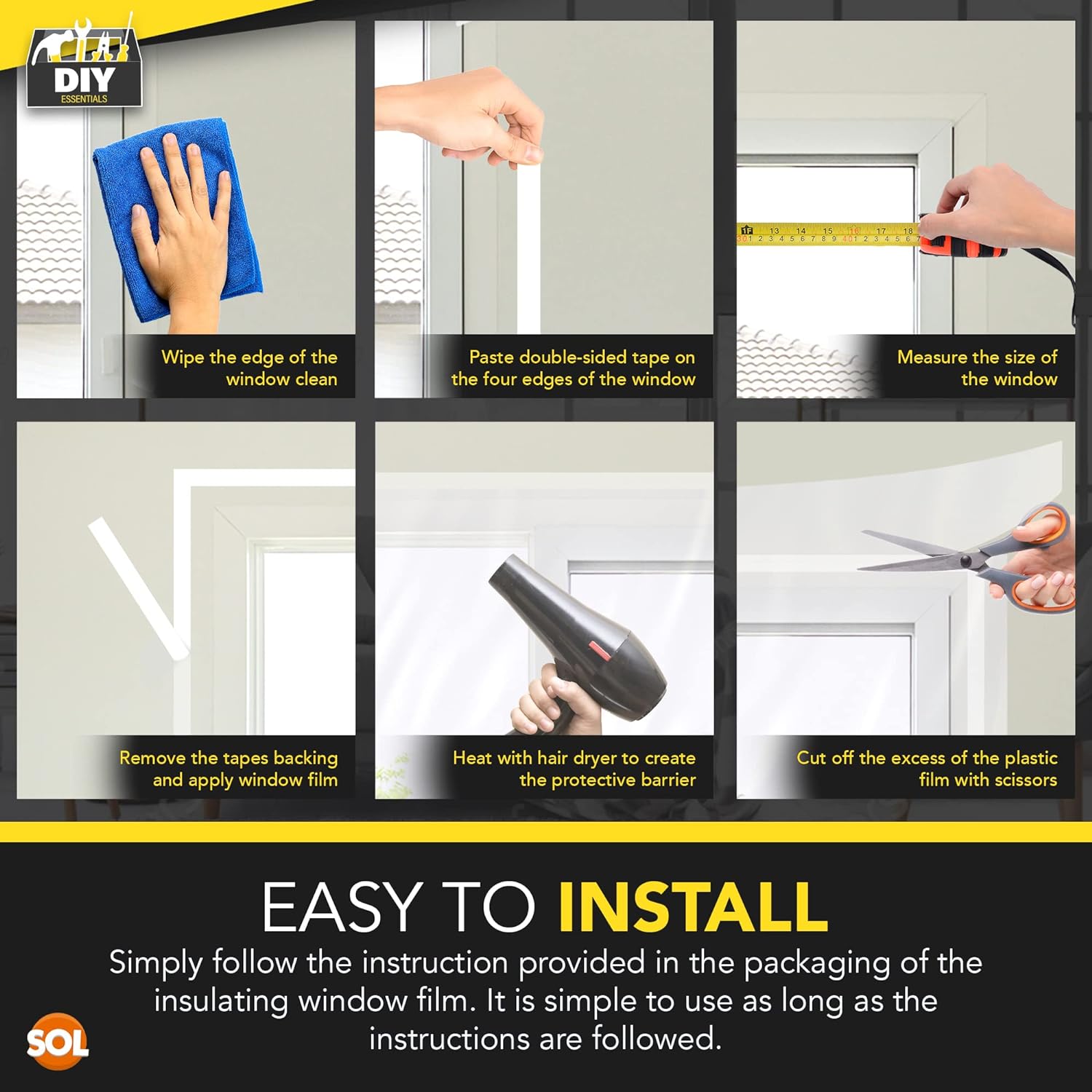 Window Insulation Film Kit 1.5Mx4M | Shrink Fit Double Glazing Draught Excluder