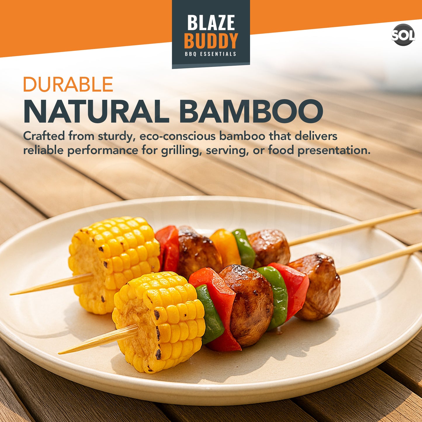 200 Bamboo Skewers 30cm 12" BBQ Kebab Fruit Chocolate Fondue Grill Wooden Sticks