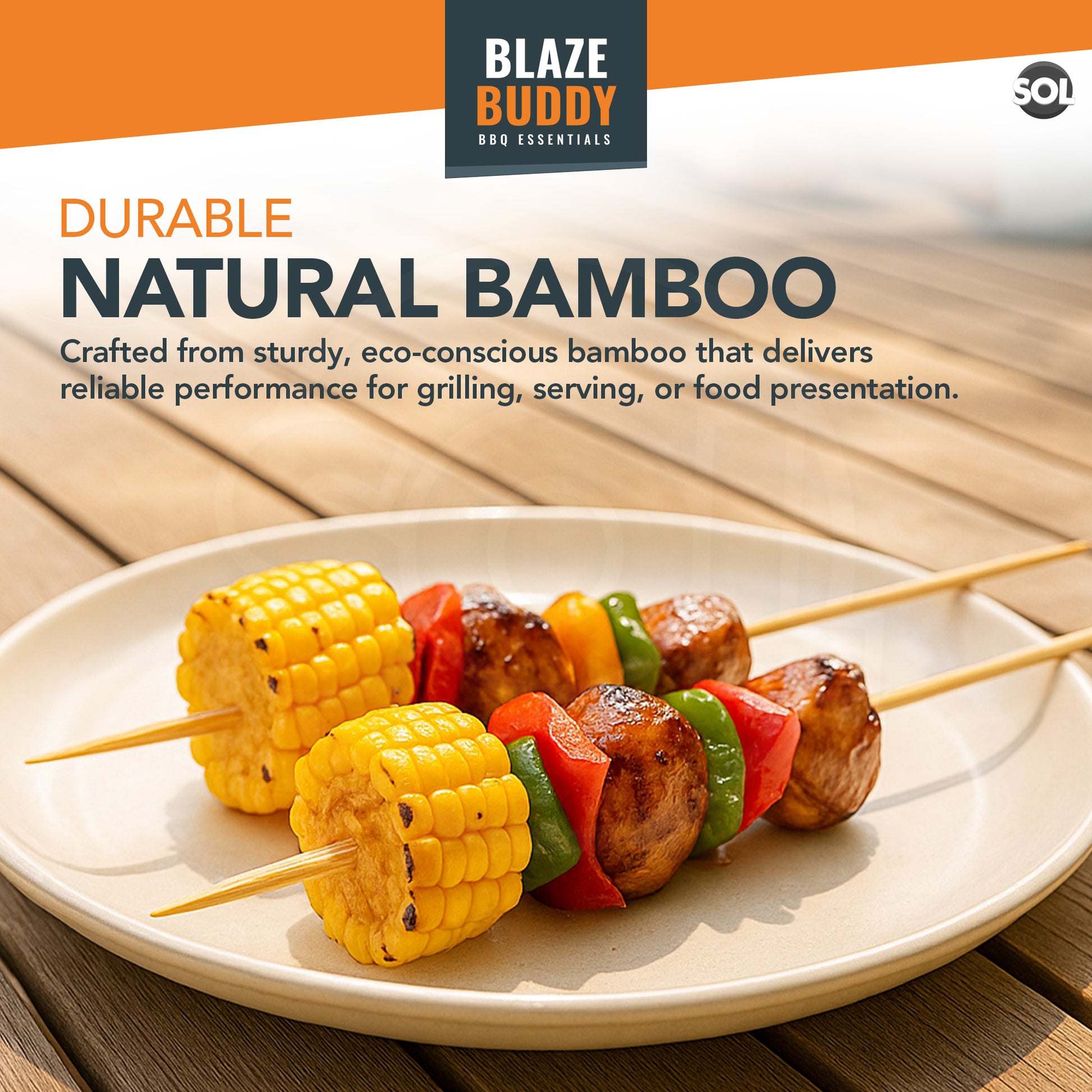 200 Bamboo Skewers 30cm 12" BBQ Kebab Fruit Chocolate Fondue Grill Wooden Sticks