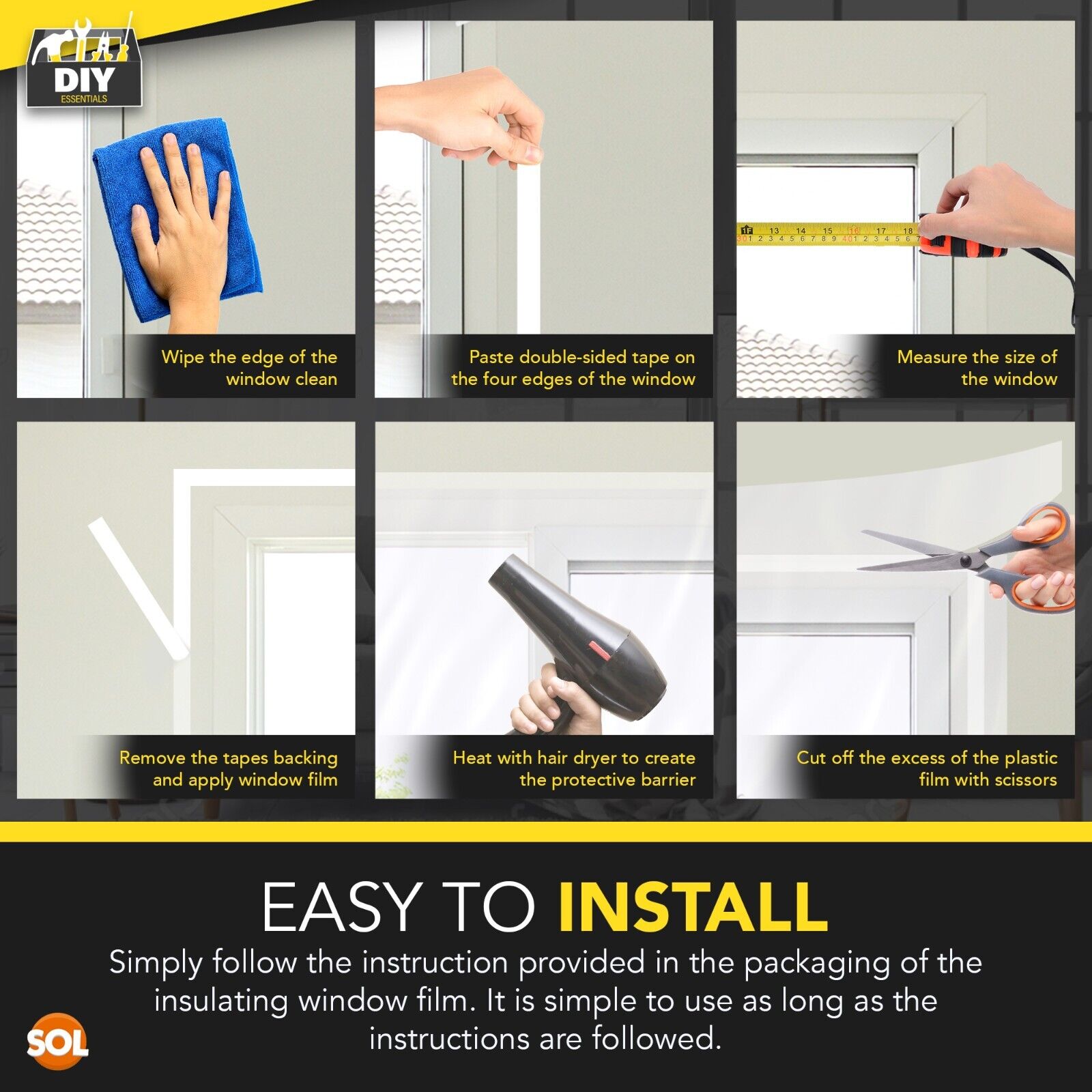 Window Insulation Film Kit 1.5Mx4M | Shrink Fit Double Glazing Draught Excluder