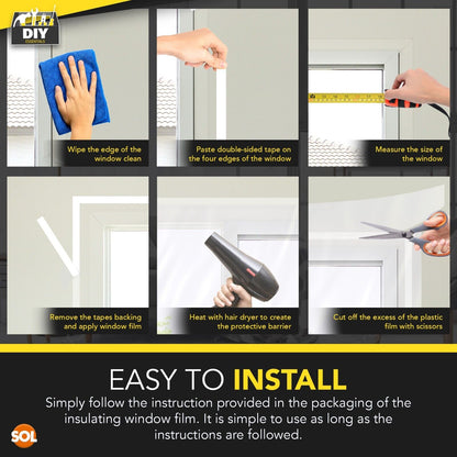 Window Insulation Film Kit 1.5Mx4M | Shrink Fit Double Glazing Draught Excluder