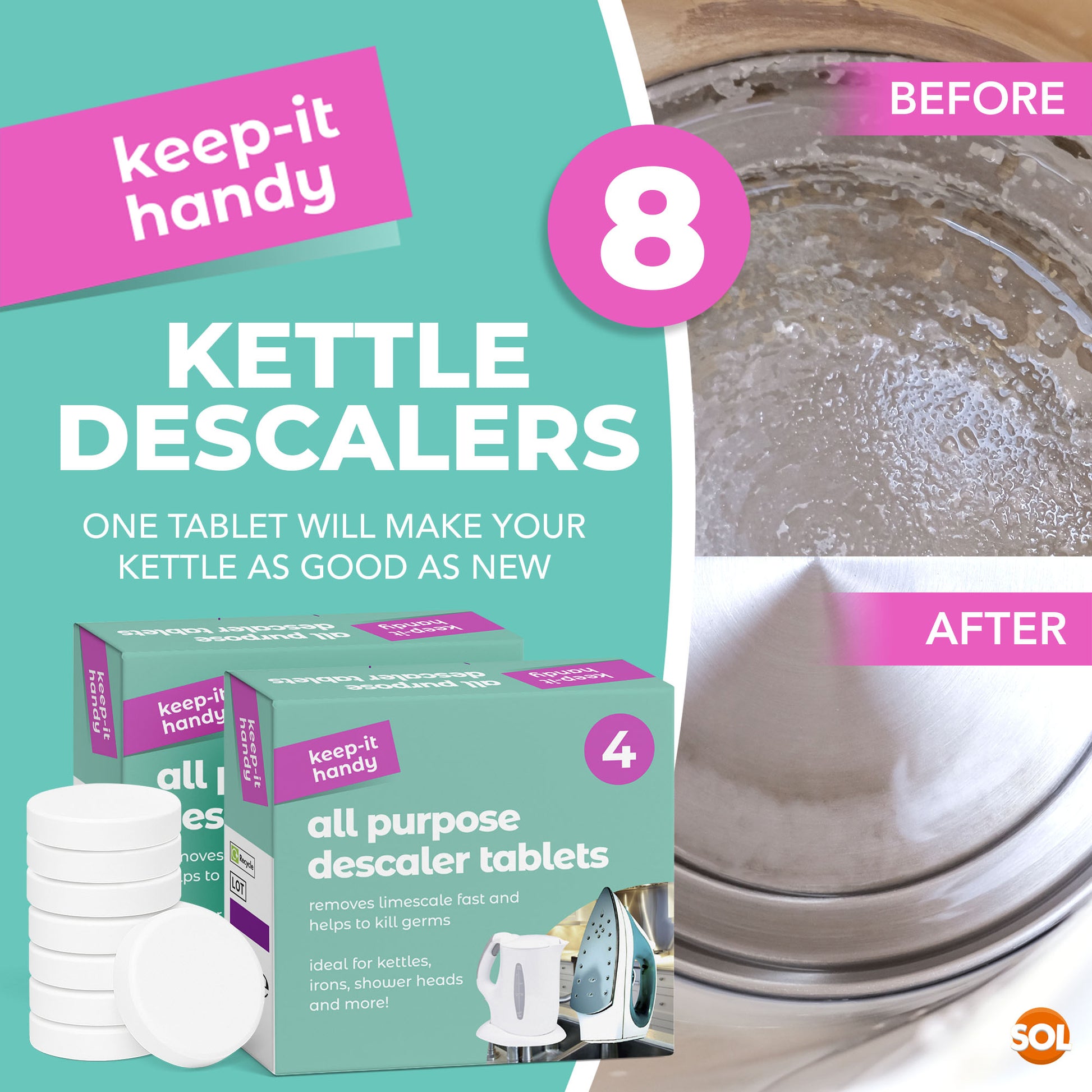 16-96 All Purpose Descaler Tablets Limescale Cleaning Coffee Machine Kettle Iron