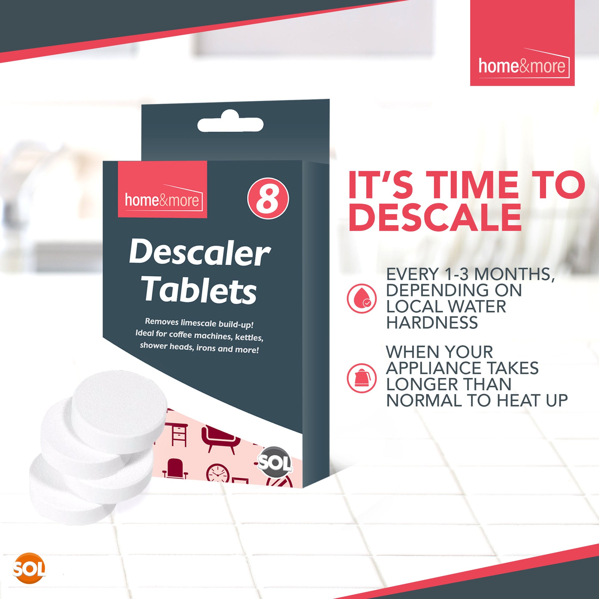 8pk All Purpose Descaler Tablets Limescale Cleaning Coffee Machine Kettle Iron