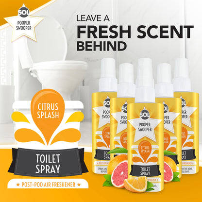 6 x 60ml Pooper Star Toilet Spray Air Freshener Bowl | Citrus Fragrance Perfume