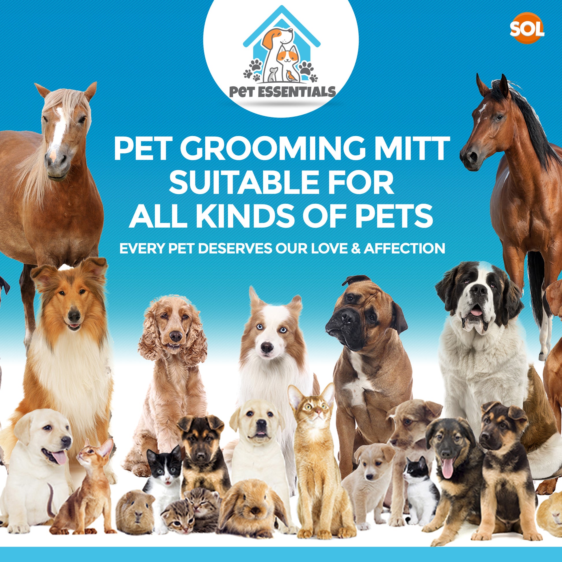 Dog Grooming Mitt Pet Glove Brush | Cat Fur Hair Remover Deshedding Hand Massage