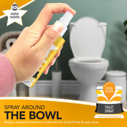 6 x 60ml Pooper Star Toilet Spray Air Freshener Bowl | Citrus Fragrance Perfume