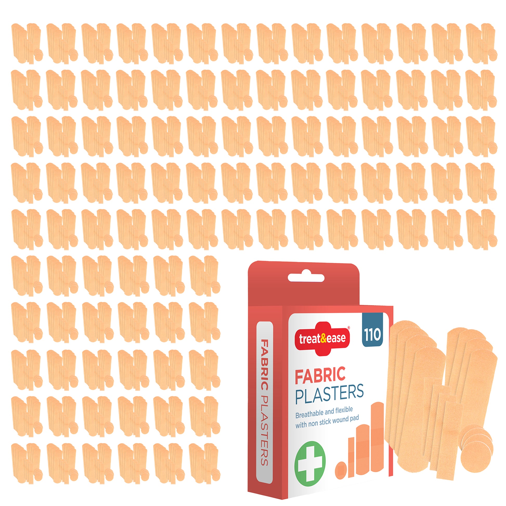 110 Assorted Fabric Plasters Breathable Flexible Adhesive FirstAid Wound Healing