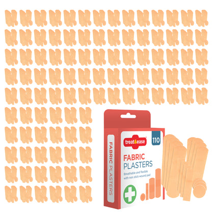 110 Assorted Fabric Plasters Breathable Flexible Adhesive FirstAid Wound Healing