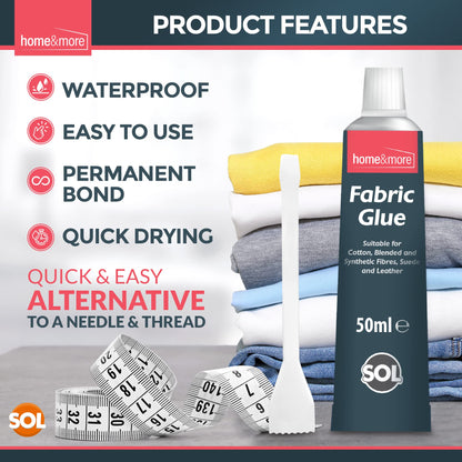 Extra Strong Fabric Glue 50ml | Washable Adhesive Repair Hemming Sewing Textile